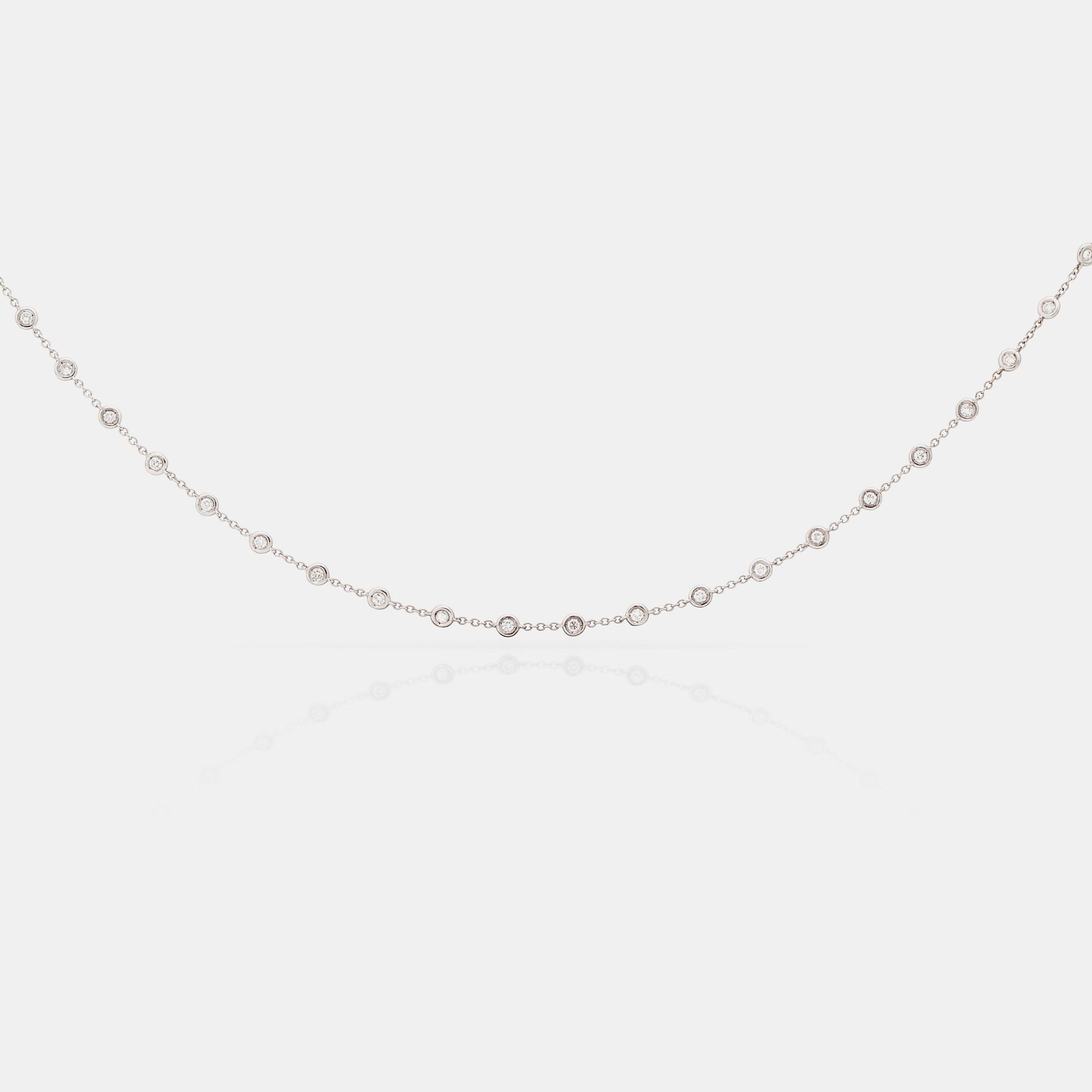 A btilliant cut diamond necklace. Total carat weight circa 4.95 cts. Quality circa H/SI.