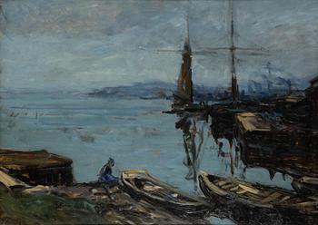 Julius Seyler, attributed, Harbour Scene.