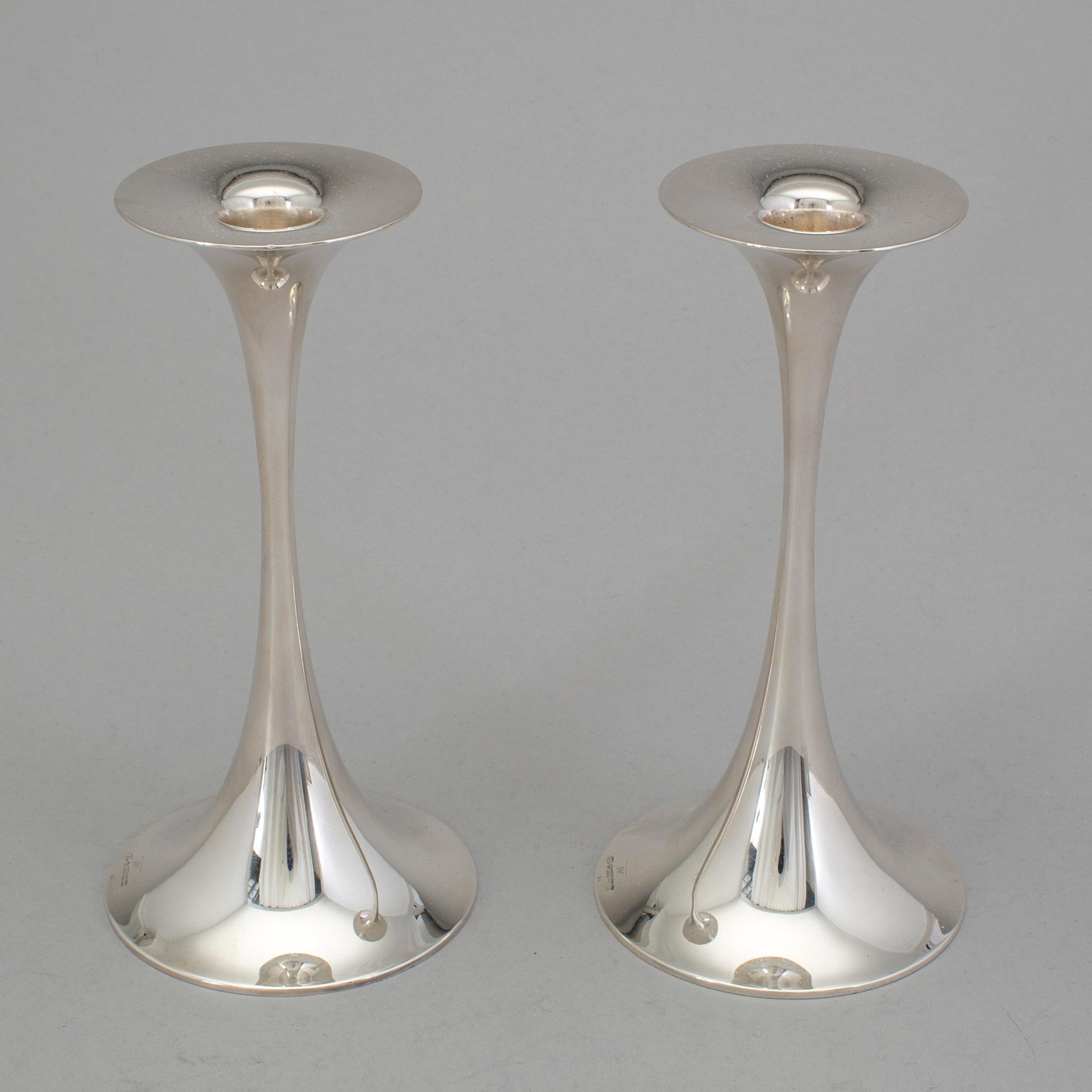 TAPIO WIRKKALA, ljusstakar, ett par, sterling, Kultakeskus, Finland 1972.