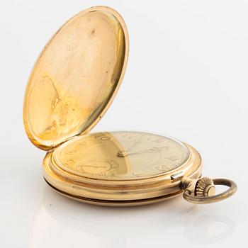 Pocket watches, 2 pcs, 14K/18K gold with Chatelaine.