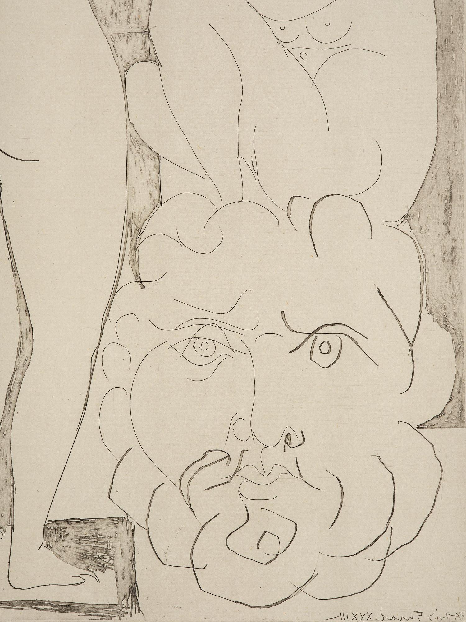Pablo Picasso, "Femme songeuse et inquiète dans l'atelier de sculpture", from: "La Suite Vollard".