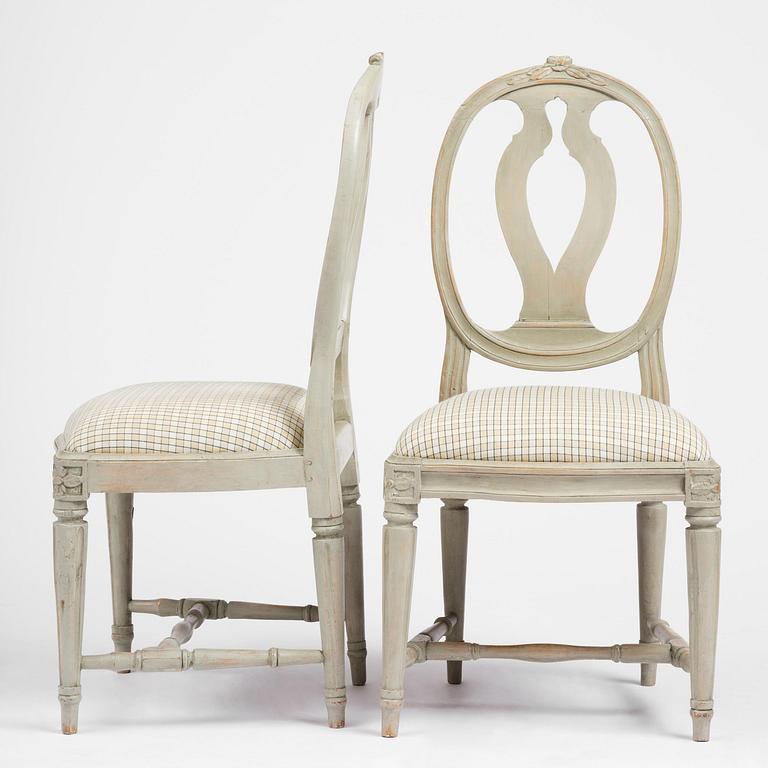 A set of six Gustavian chairs by J. E. Höglander (master in Stockholm 1777-1813).