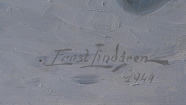 ERNST LINDGREN, olja på pannå, signerad och daterad 1944.