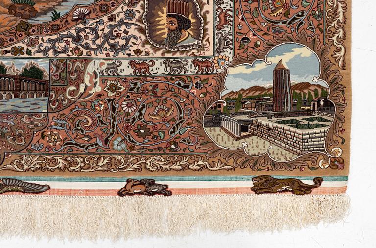 Matta, Täbriz, figural. ca 177 x. 241 cm.