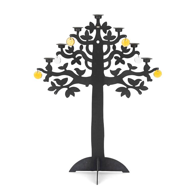 Bertil Vallien, a blackened iron candelabrum, 'Livets träd', Boda Smide.