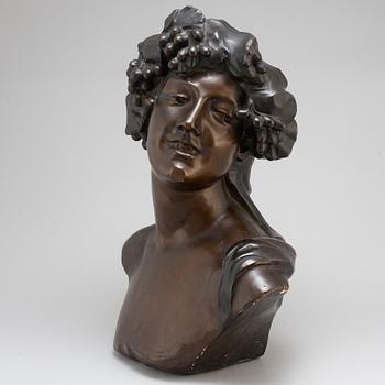 JEF LAMBEAUX, after. Bust, plaster, signed Jef Lambeaux.