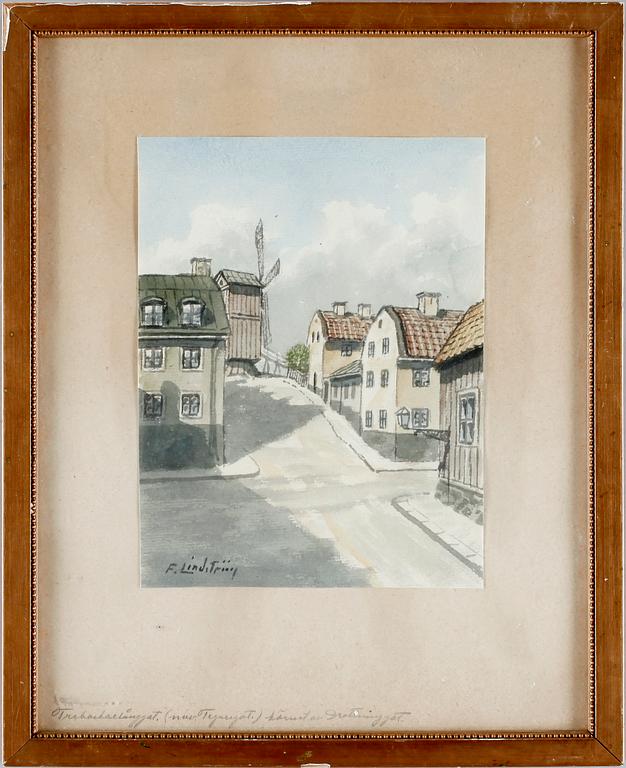 FRANS LINDSTRÖM, akvareller, 4 st, sign. 1900-talets första hälft.