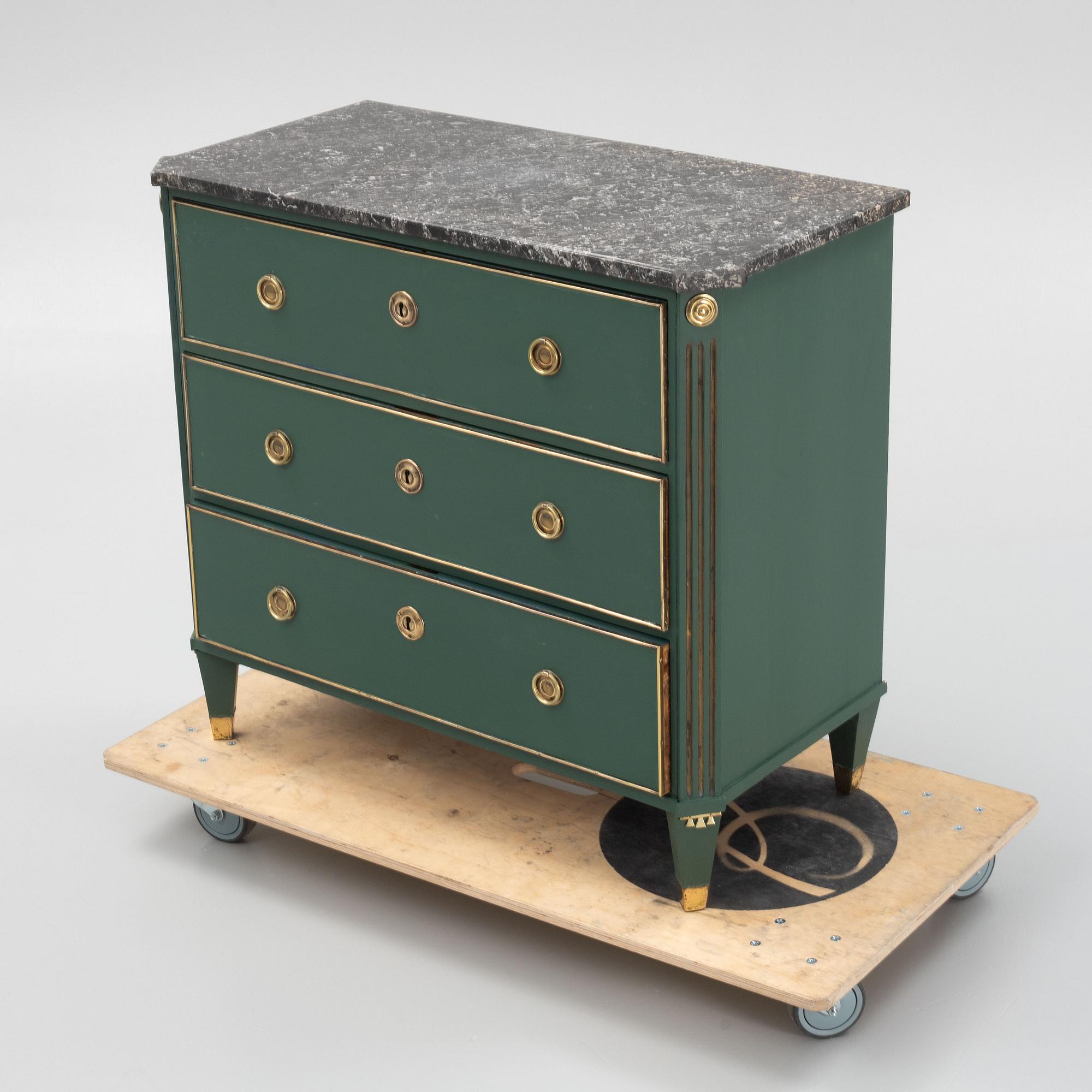 A Gustavian style chest of drawers, around the year 1900.