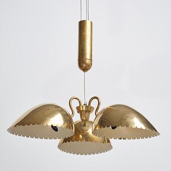 A brass ceiling light attributed to Carl-Axel Acking, Böhlmarks, Sweden 1940's.