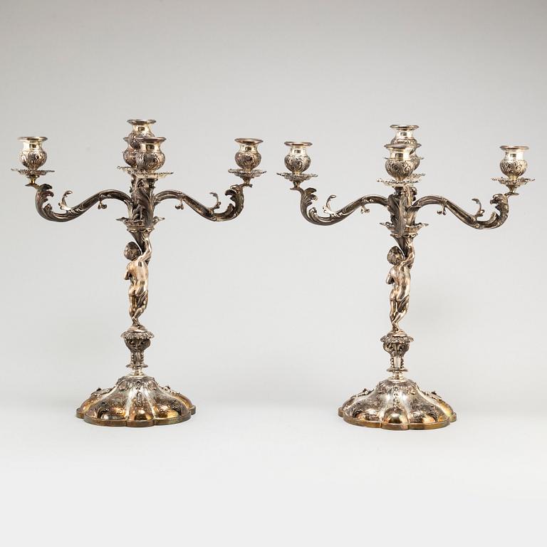 A  1950/60's pair of silver (800) candelabras by Valle & Gandini, Firenze, Italy.