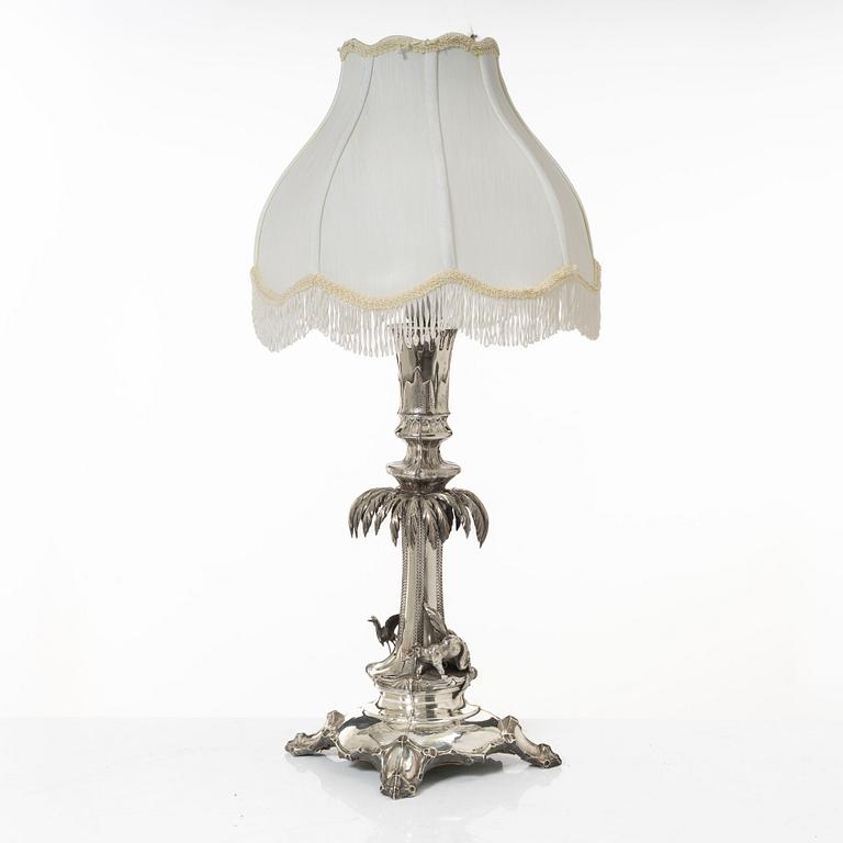 Gustaf Adolf Cedergren, bordslampa, silver, Stockholm 1886.