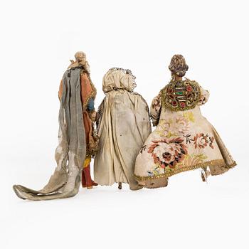 Dolls, 3 pcs, possibly Italy 18th/19th century.