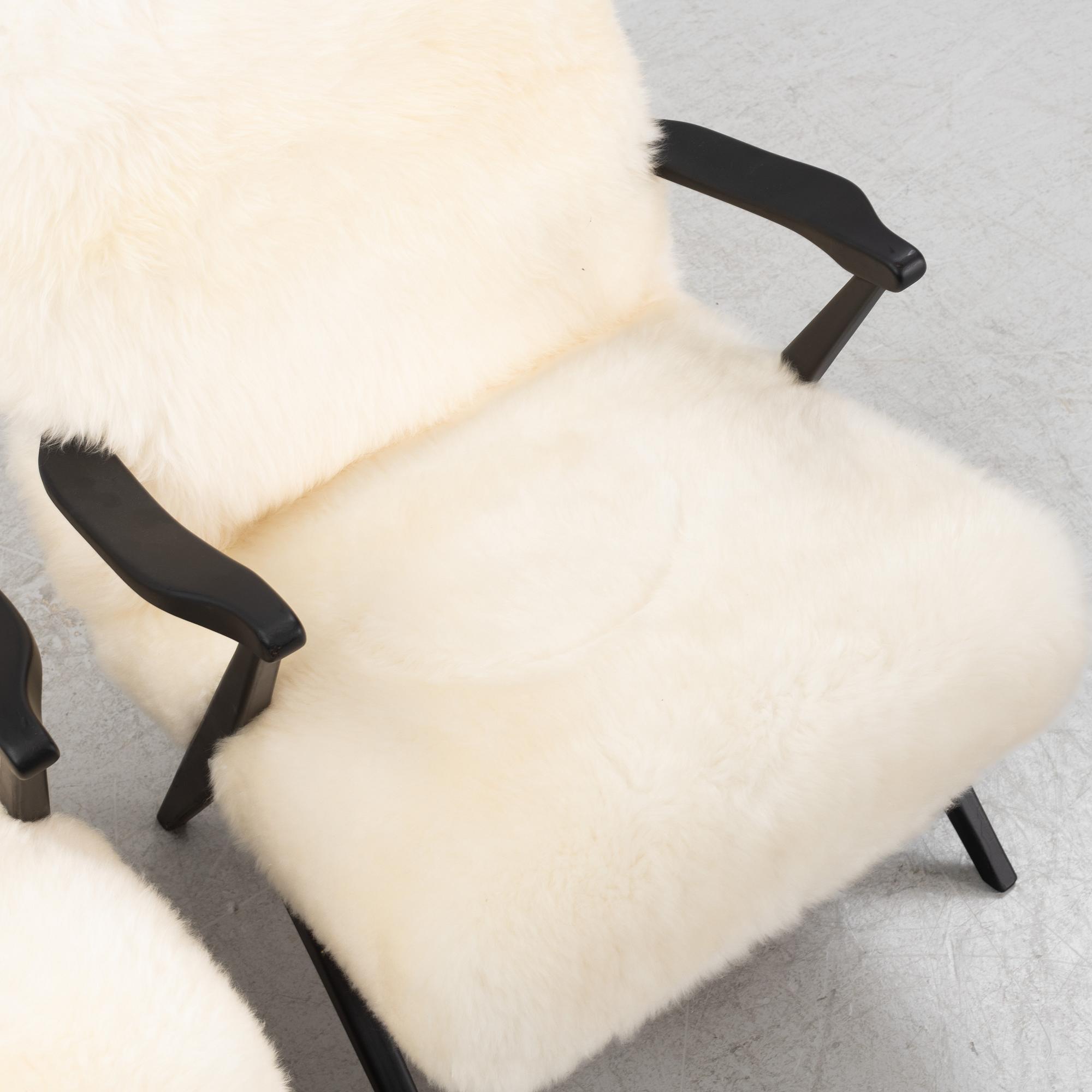 A pair of Swedish armchairs, 1950's.