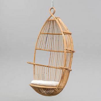 A bamboo and rattan hanging easy chair, second half of the 20th Century.