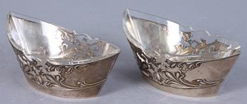 SKÅLAR, ett par, silver samt glas, 1900-tal.