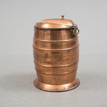 A COPPER WATER BARREL, late 19th century.