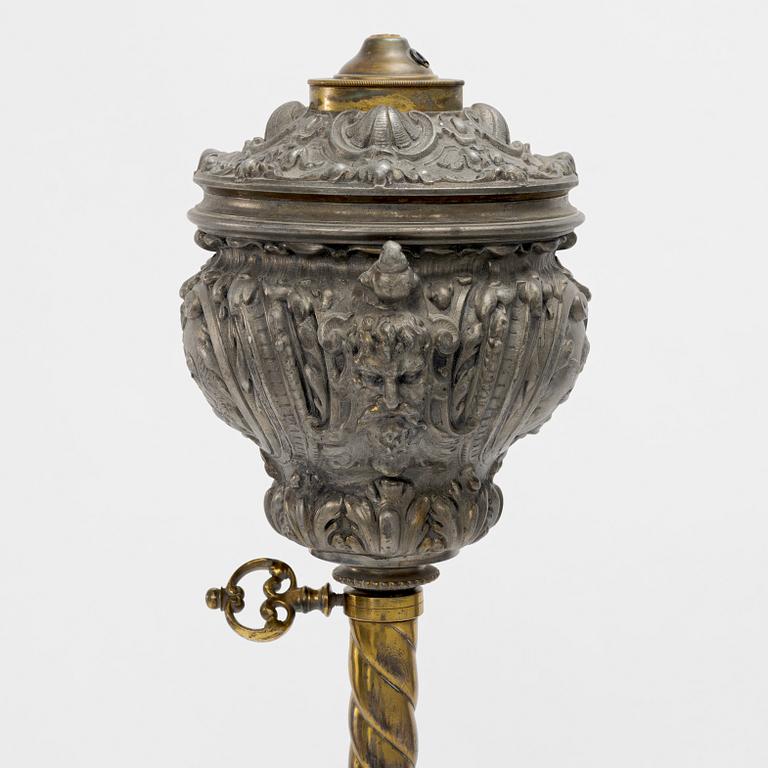 Floor oil lamp, circa 1900.