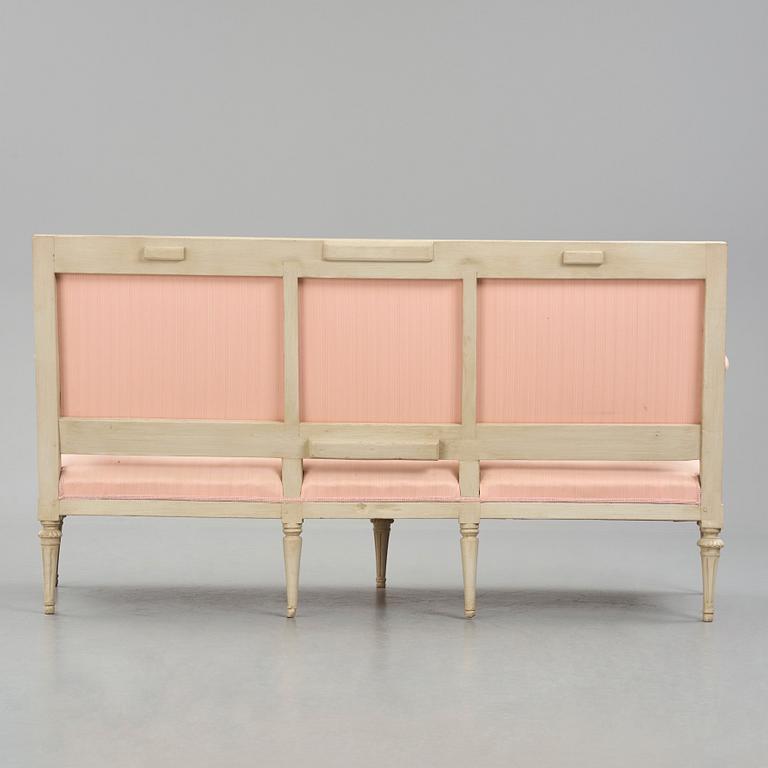 A Gustavian carved sofa, later part of the 18th century.