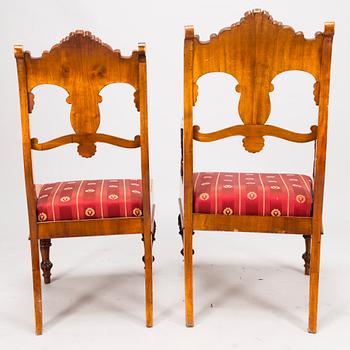 A Set of Two Armchairs and Eight Chairs, biedermeier, Mid-19th Century.