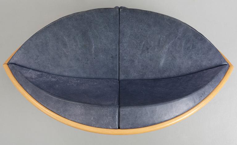 Sigurdur Gustafsson, SIGURDUR GUSTAFSSON, a "Keflavik", beech, steel and leather sofa, Källemo, Sweden post 2000.