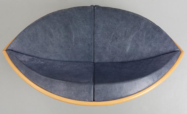 SIGURDUR GUSTAFSSON, a "Keflavik", beech, steel and leather sofa, Källemo, Sweden post 2000.