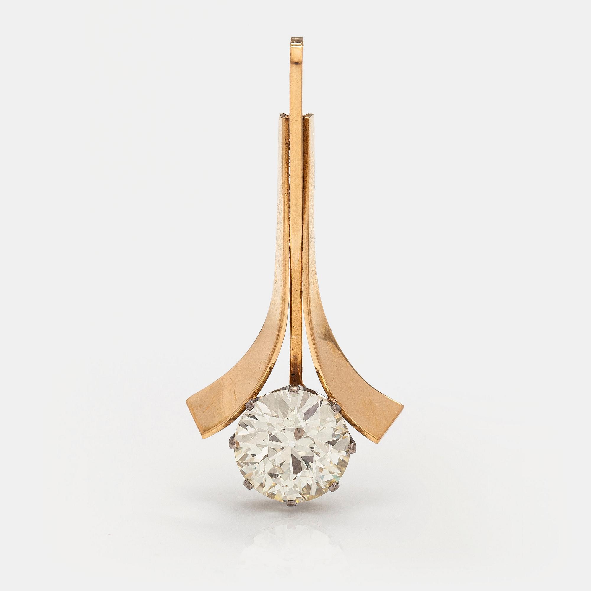 Riipus, 18K kultaa, vanhahiottu timantti n. 4.71 ct. Kultakeskus, Hämeenlinna 1973.