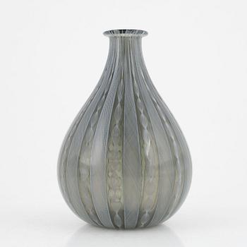 A glass filigree vase, Venini, Murani, Italy.
