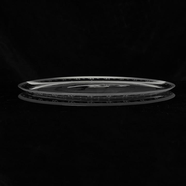 Edward Hald, "Rivalerna", an engraved glass tray, Orrefors, Sweden, ca. 1920.