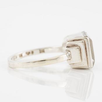 Wiwen Nilsson, ring, silver med trappslipad bergkristall, Lund 1943.