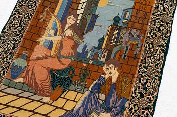 Matta, Täbris, figural, ca 152 x 100 cm.