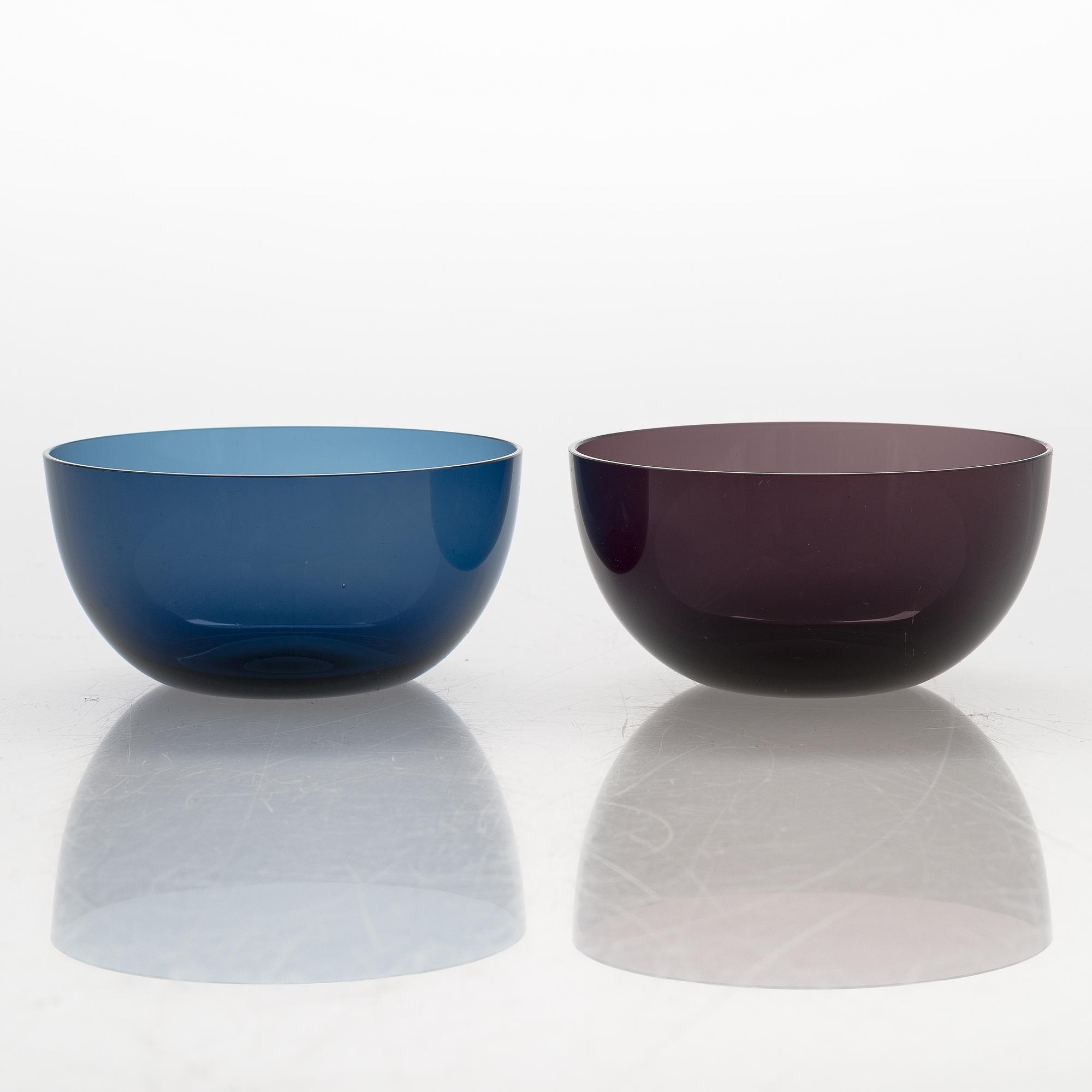 Kaj Franck, dessertskålar, modell  1340 och serveringsskålar, 8 st, 1329, Notsjö, Nuutajärvi.