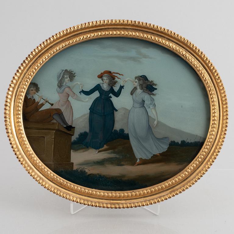 A presumably English reverse-glass painting, late 18th Century.