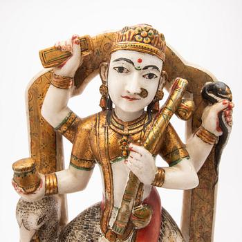 Durga sittande på en påfågel, Indien, 18/1900-tal.