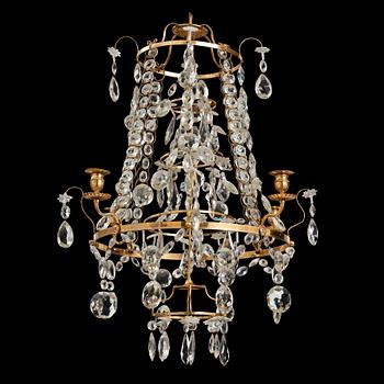 96. A Gustavian four-light chandelier, by O Westerberg (Stockholm circa 1769-1811), late 18th century.