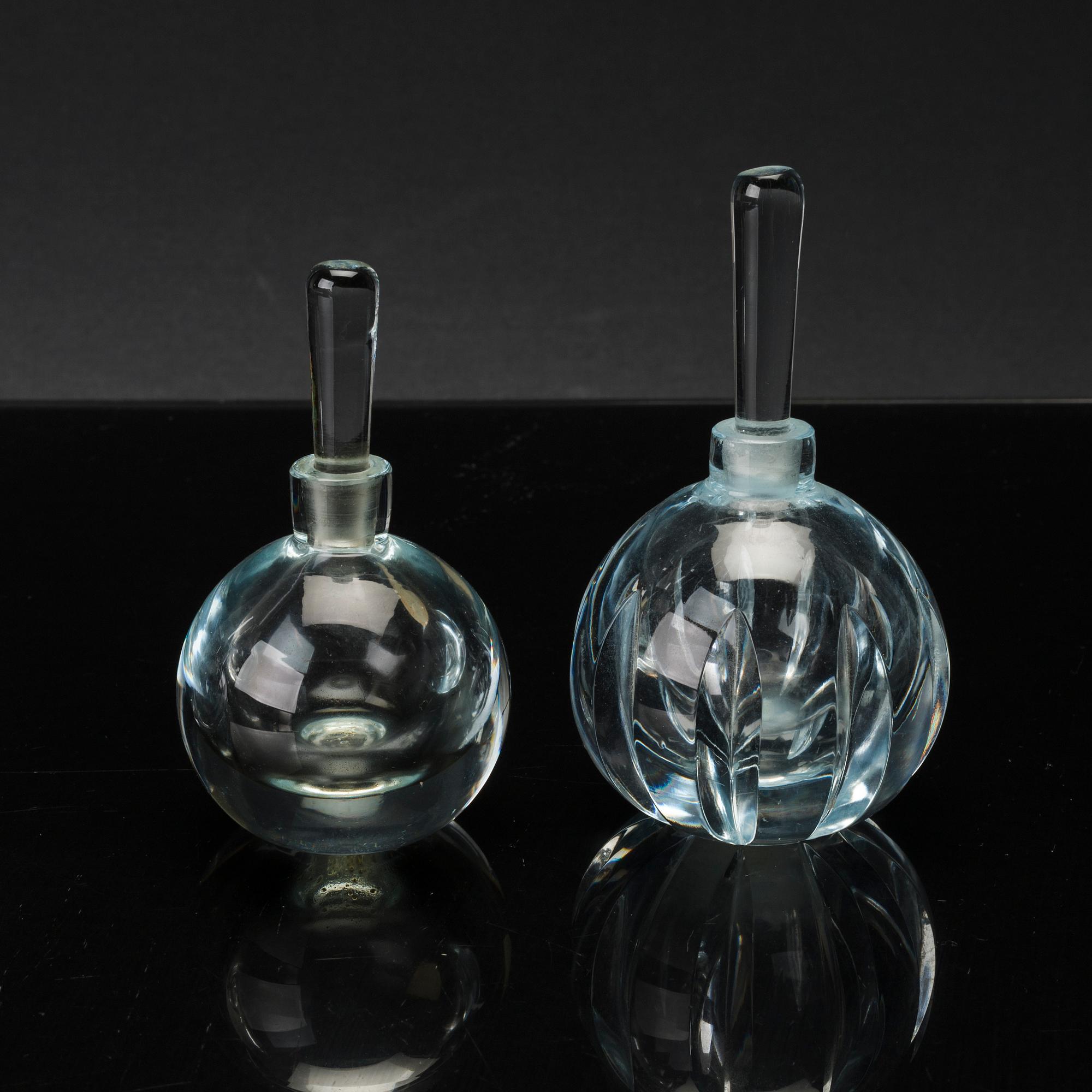 FLACONER 4 st, glas, bl.a. Orrefors,