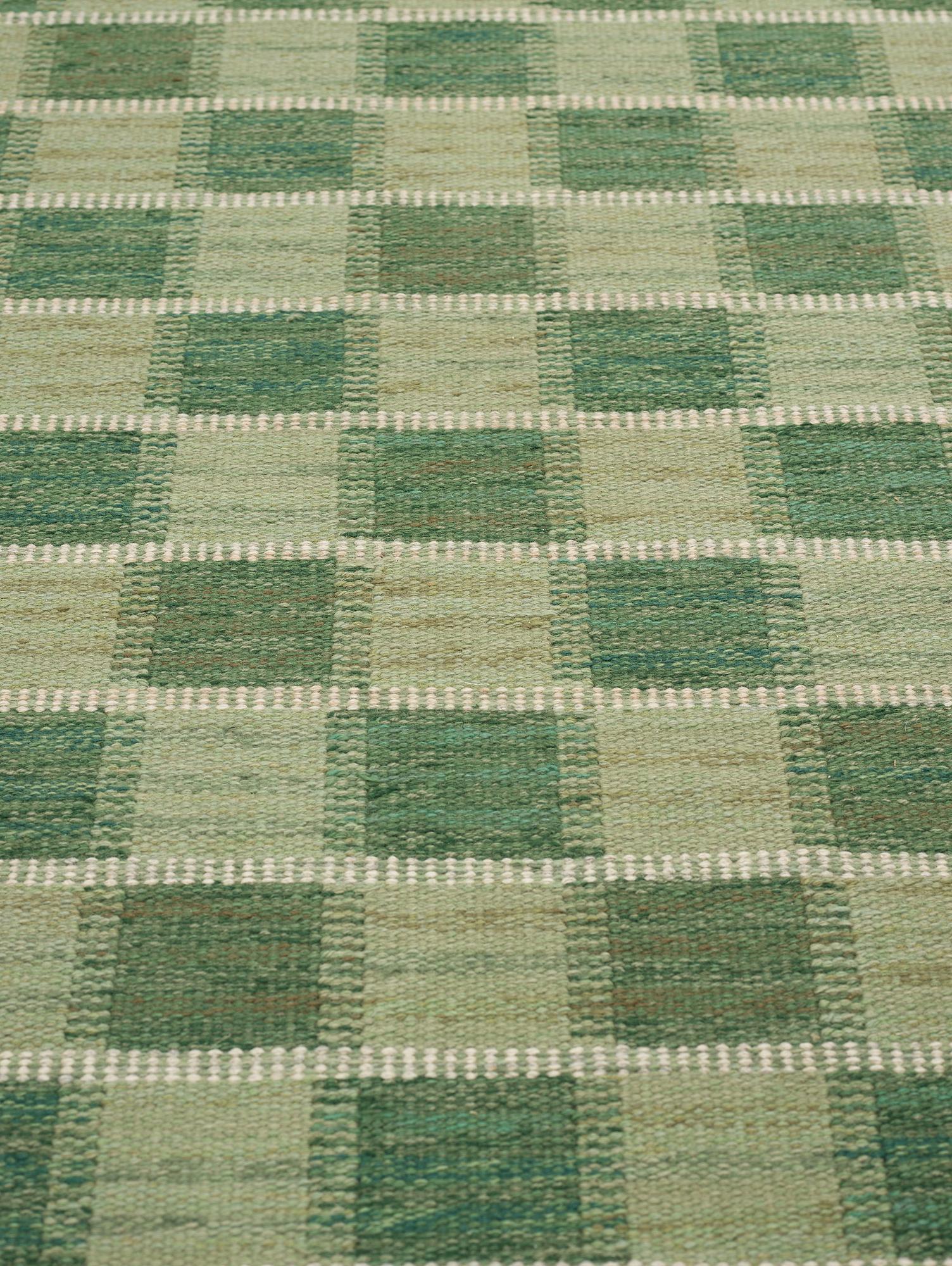 Barbro Nilsson, MATTA, "Schackrutan grön",  rölakan, ca 267 x 206,5 cm, signerad AB MMF BN.