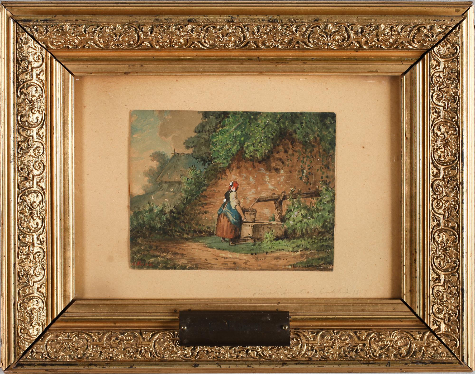 OKÄND KONSTNÄR, akvarell, signerad v Rosen. Daterad med blyerts 1857.