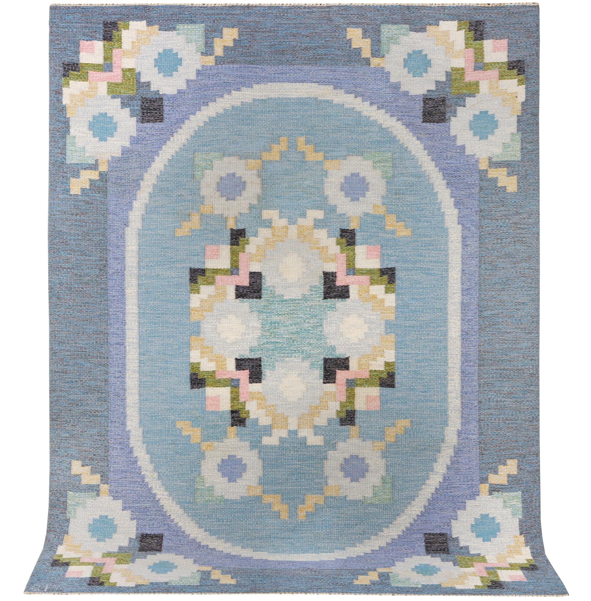 Ingegerd Silow, a flat weave carpet, Sweden, signed IS, c. 230 x 168 cm.