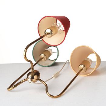 Josef Frank, a brass three light table lamp, Svenskt Tenn, Sweden, model G 2468.