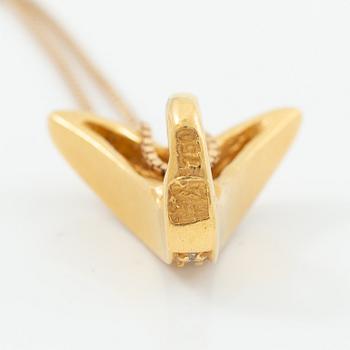Pendant with chain, 18K gold set with brilliant-cut diamonds.