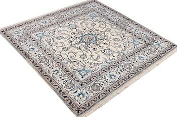 A Nain crug, part silk, c. 200 x 193 cm.