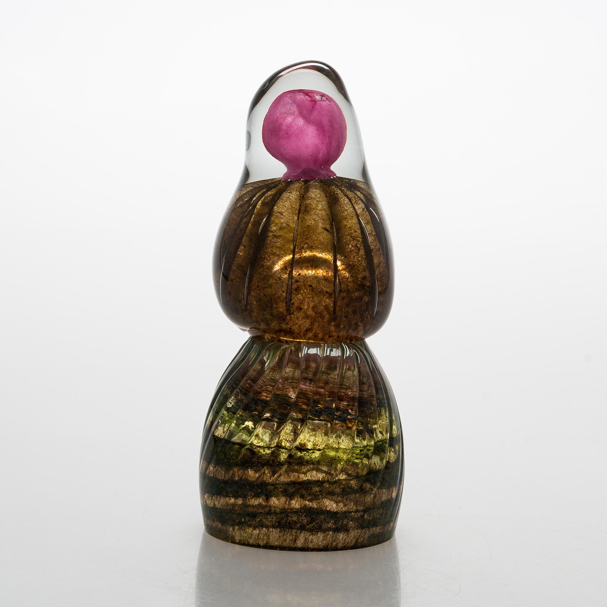 A glass sculpture by Tiina Nordström, signed Tiina Nordström Iittala 1992.