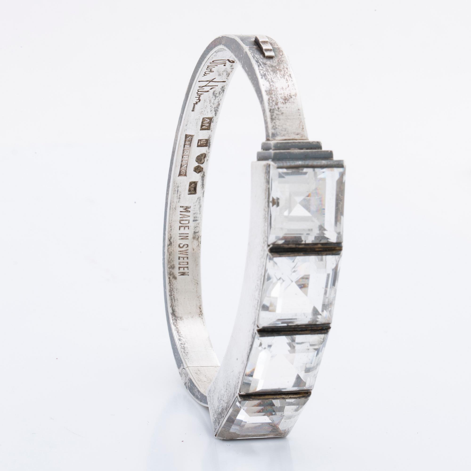 Wiwen Nilsson, armband, Lund 1939, sterling med bergkristall.