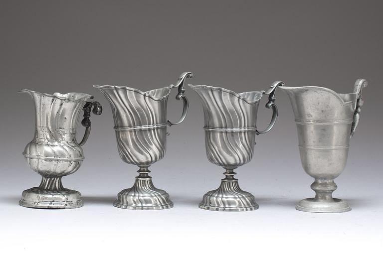 VINKANNOR, tenn, 4 st. 1800-tal.