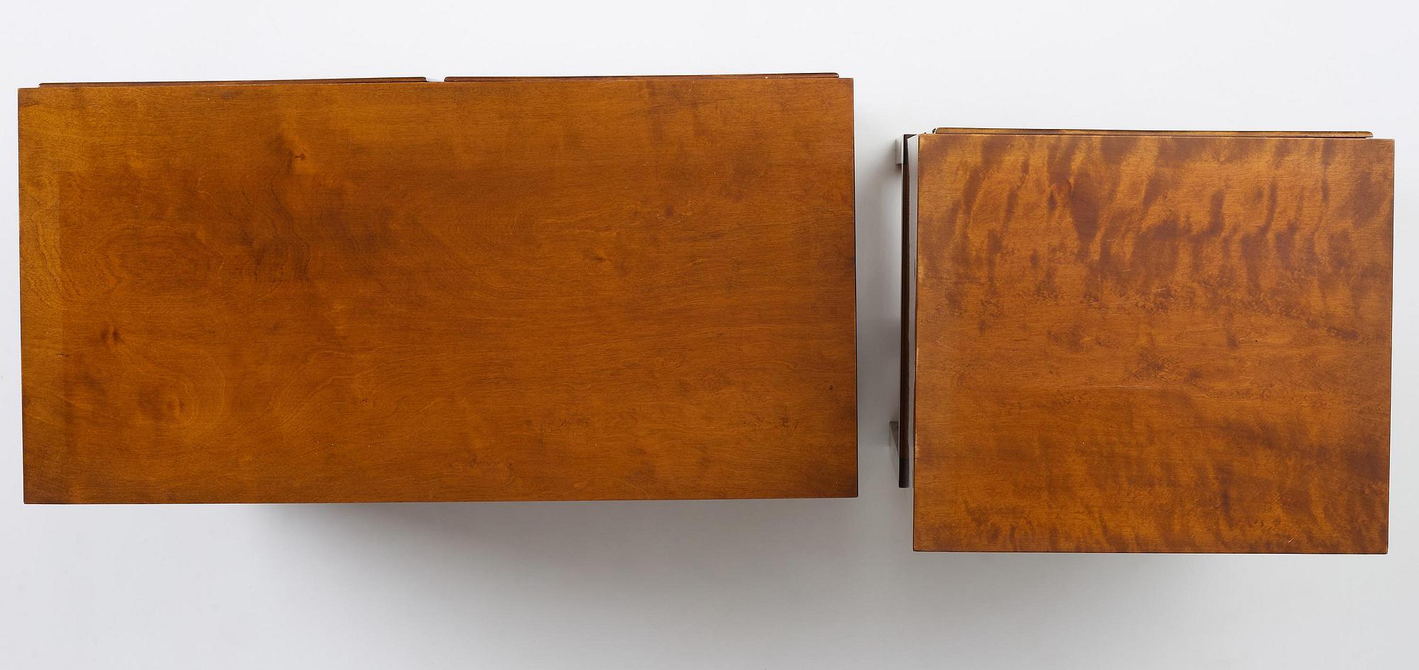 Hyresgästernas Möbelaffär, a set of two functionalist birch cabinets, Stockholm, 1930s.