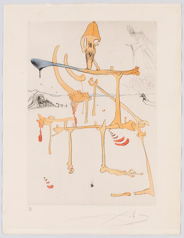 SALVADOR DALI, etsning kolorerad med stencil, sign o numr 116/300, 1975.