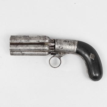 Percussion revolver, Belgian, Mariette's patent, mid-19th century.