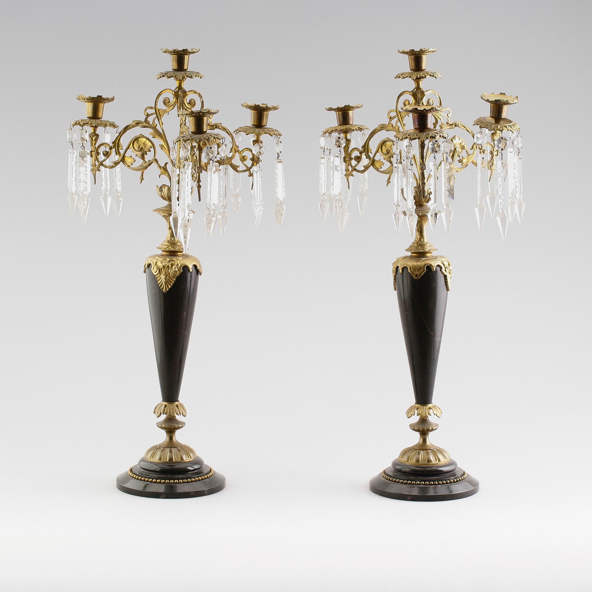 KANDELABRAR, 1 par, oscarianska, 1800-talets andra hälft.