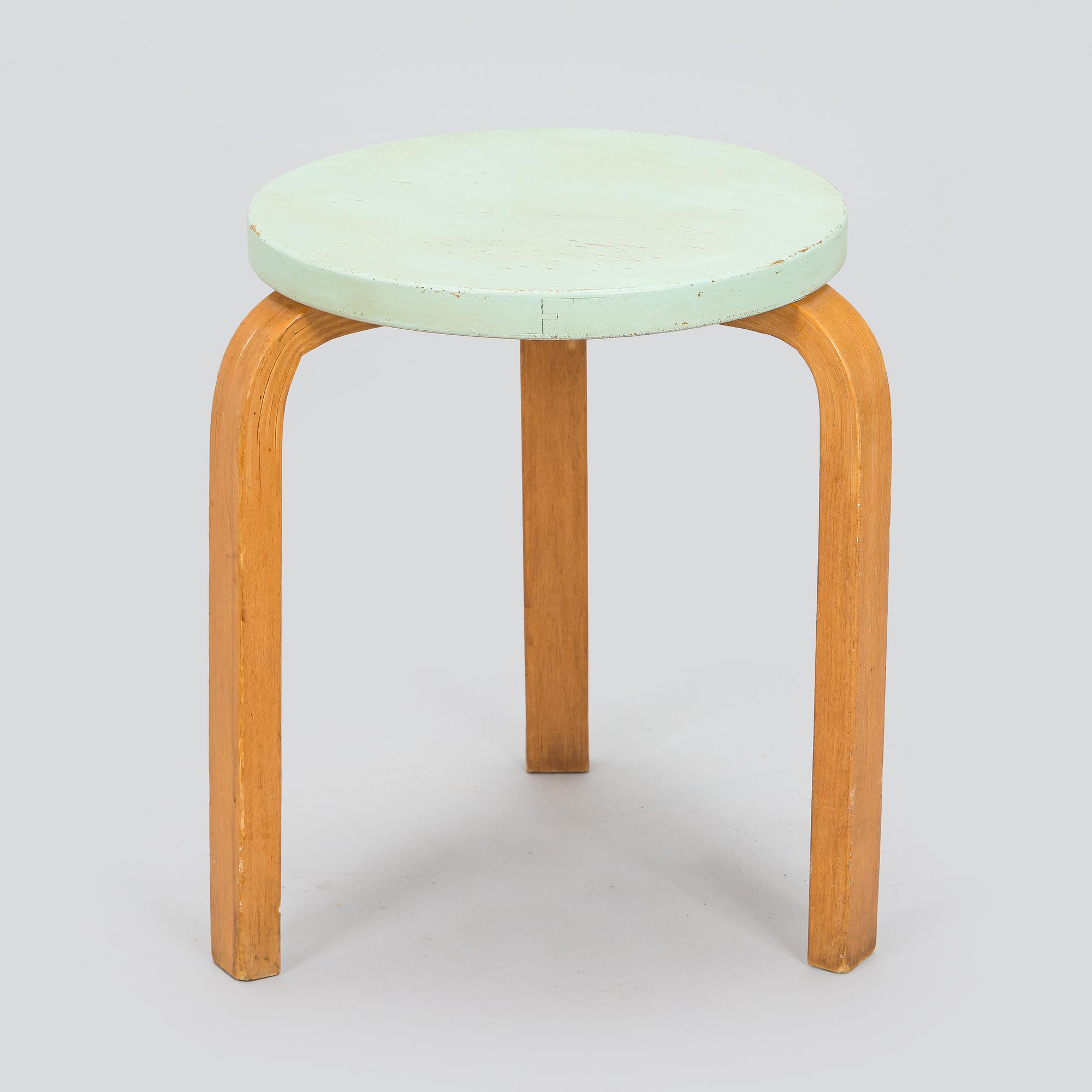 Alvar Aalto, a mid 20th century '60' stool for O.Y. Huonekalu- ja Rakennustyötehdas A.B.