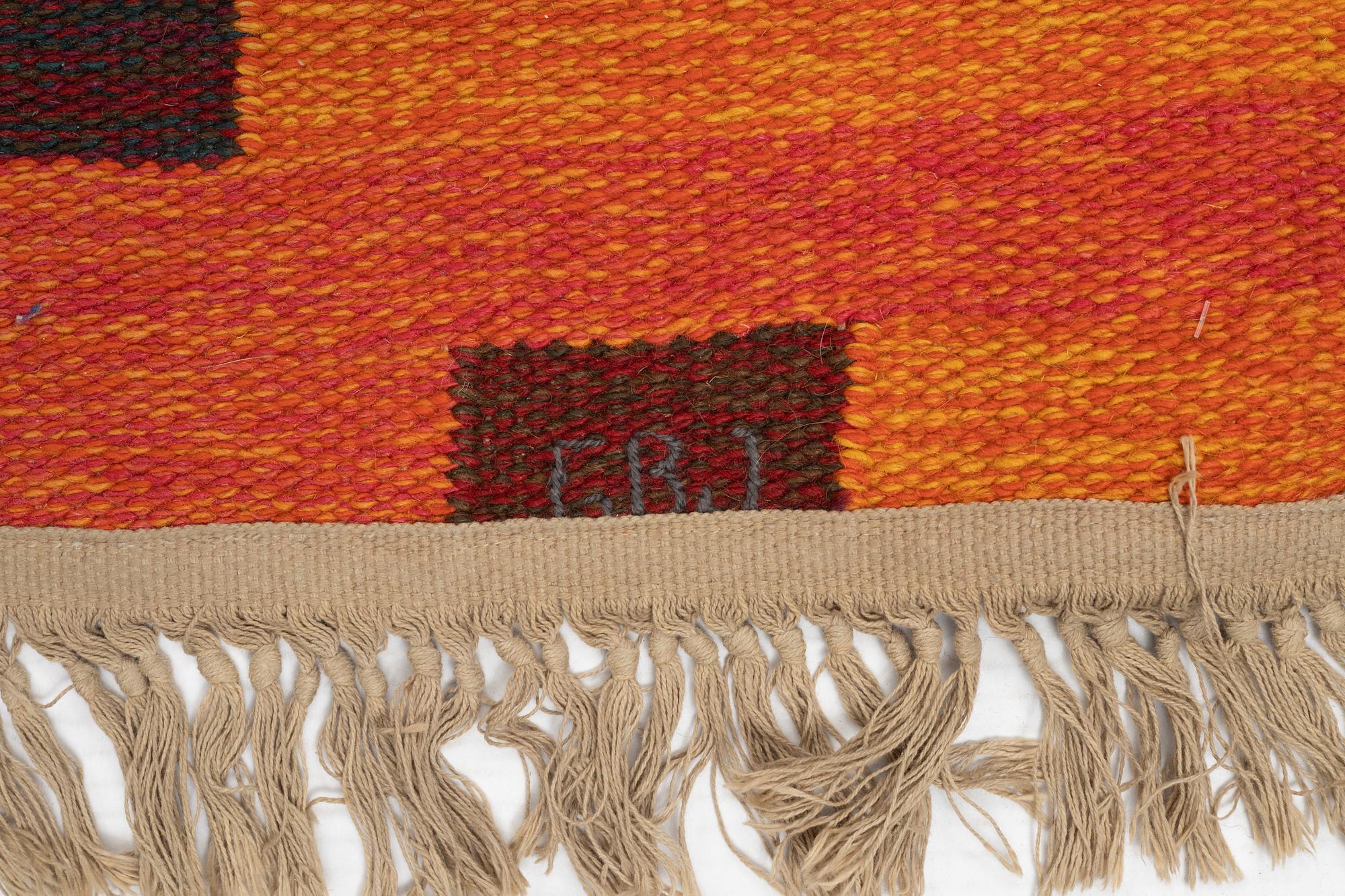 Gull-Britt Johansson, a carpet, flat weave, signed GBJ, ca 240 x 173 cm.